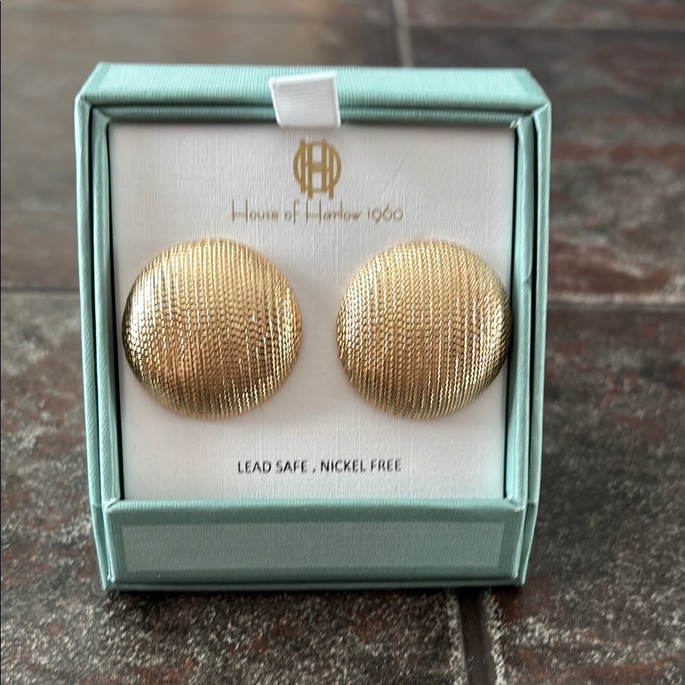 House of Harlow 1960 Gold Earrings NIB
